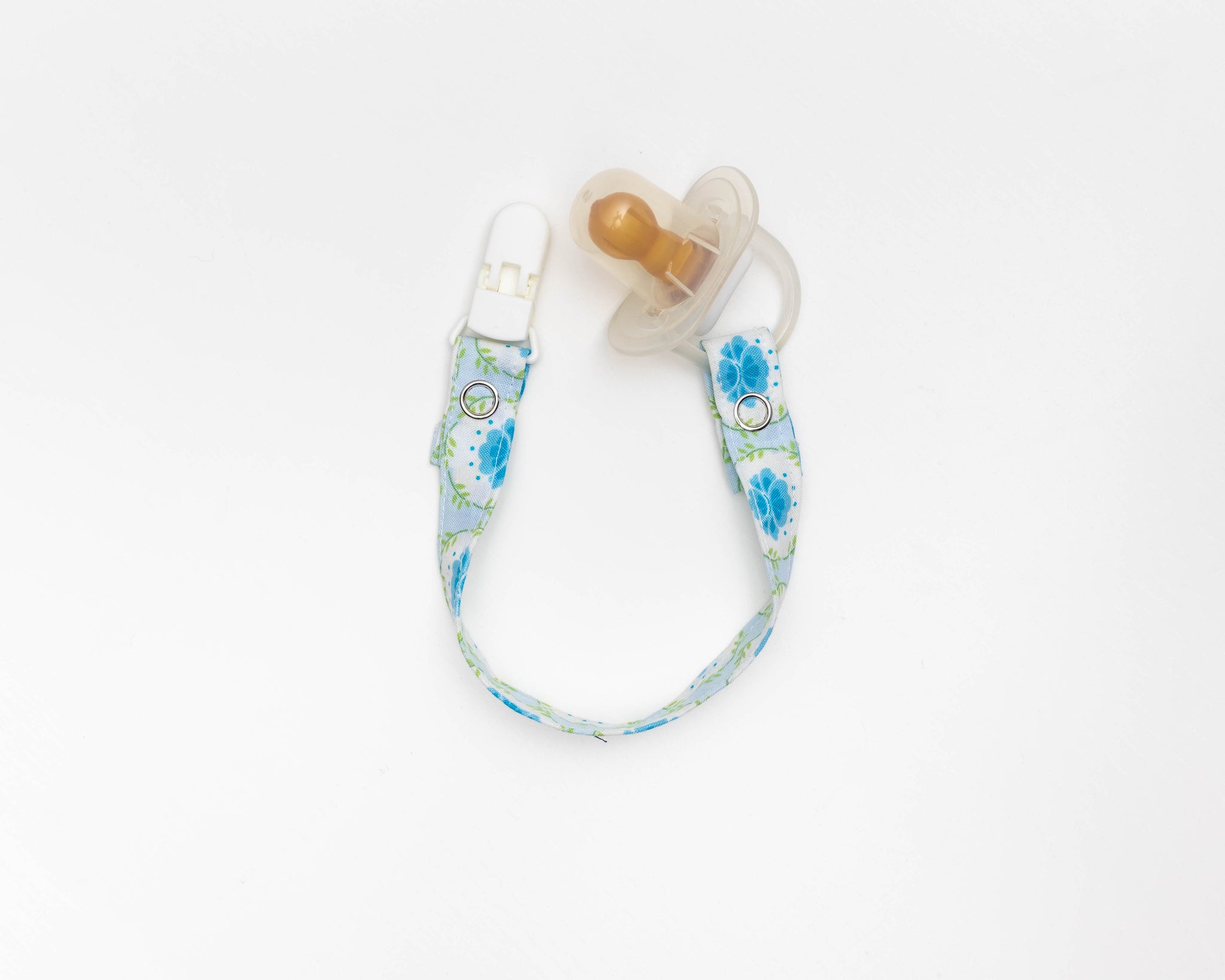 Dummy/Pacifier Clips | Blue Floral Print