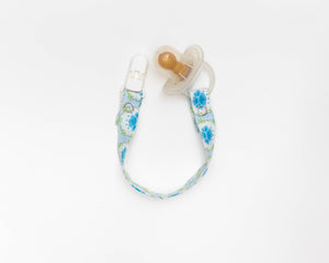 Dummy/Pacifier Clips | Blue Floral Print