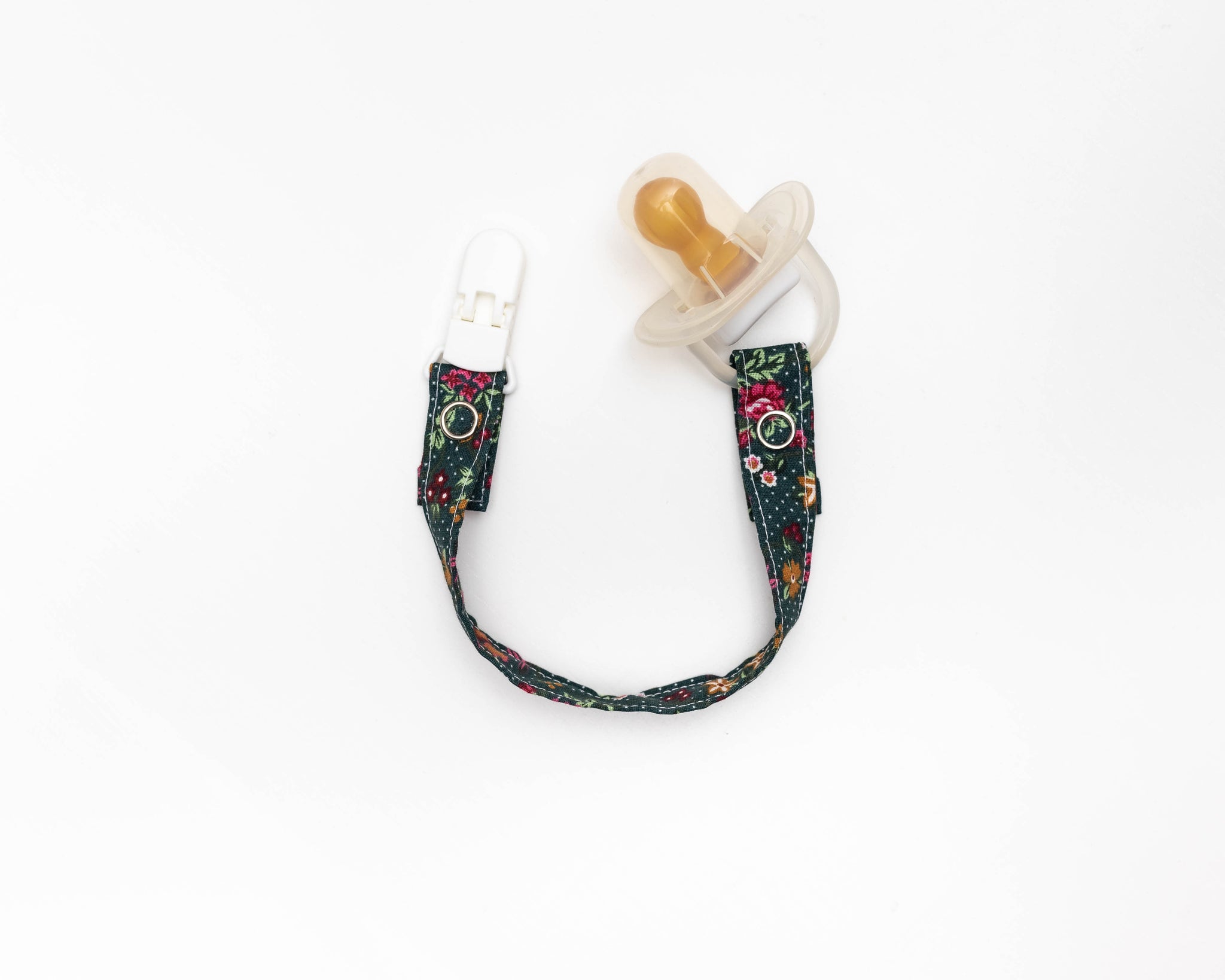 Dummy/Pacifier Clips | Dark Green Floral