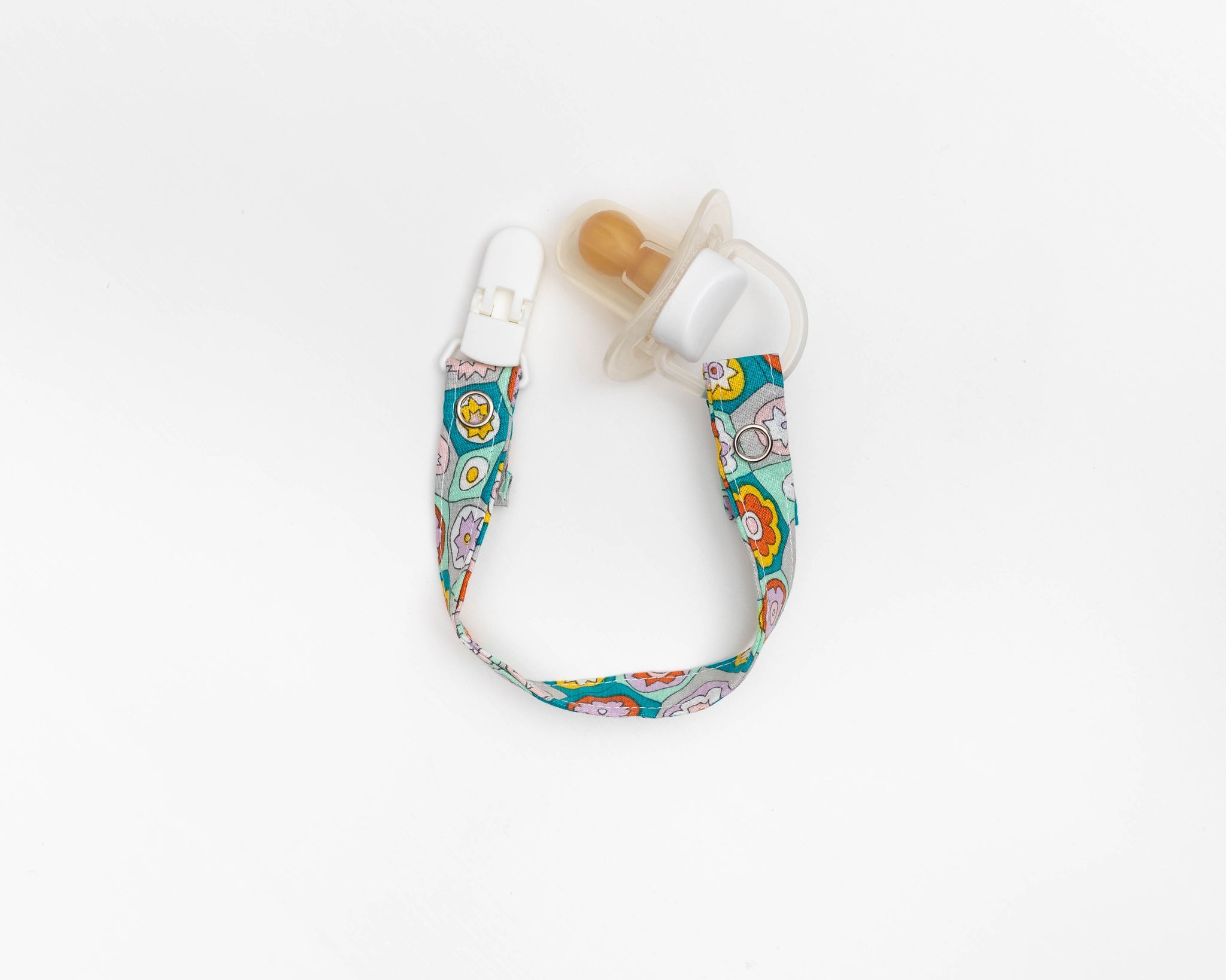 Dummy/Pacifier Clips | Geometric Green Floral