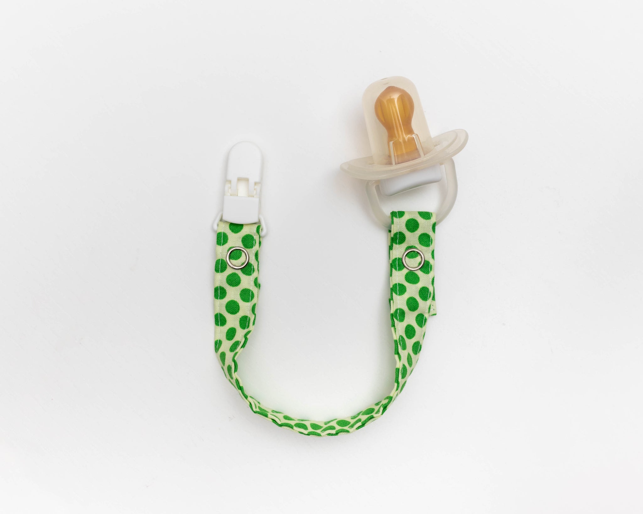 Dummy/Pacifier Clips | Green Spotty