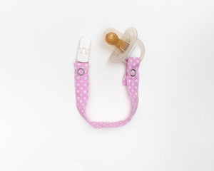 Dummy/Pacifier Clips | Pink & White Polkadot