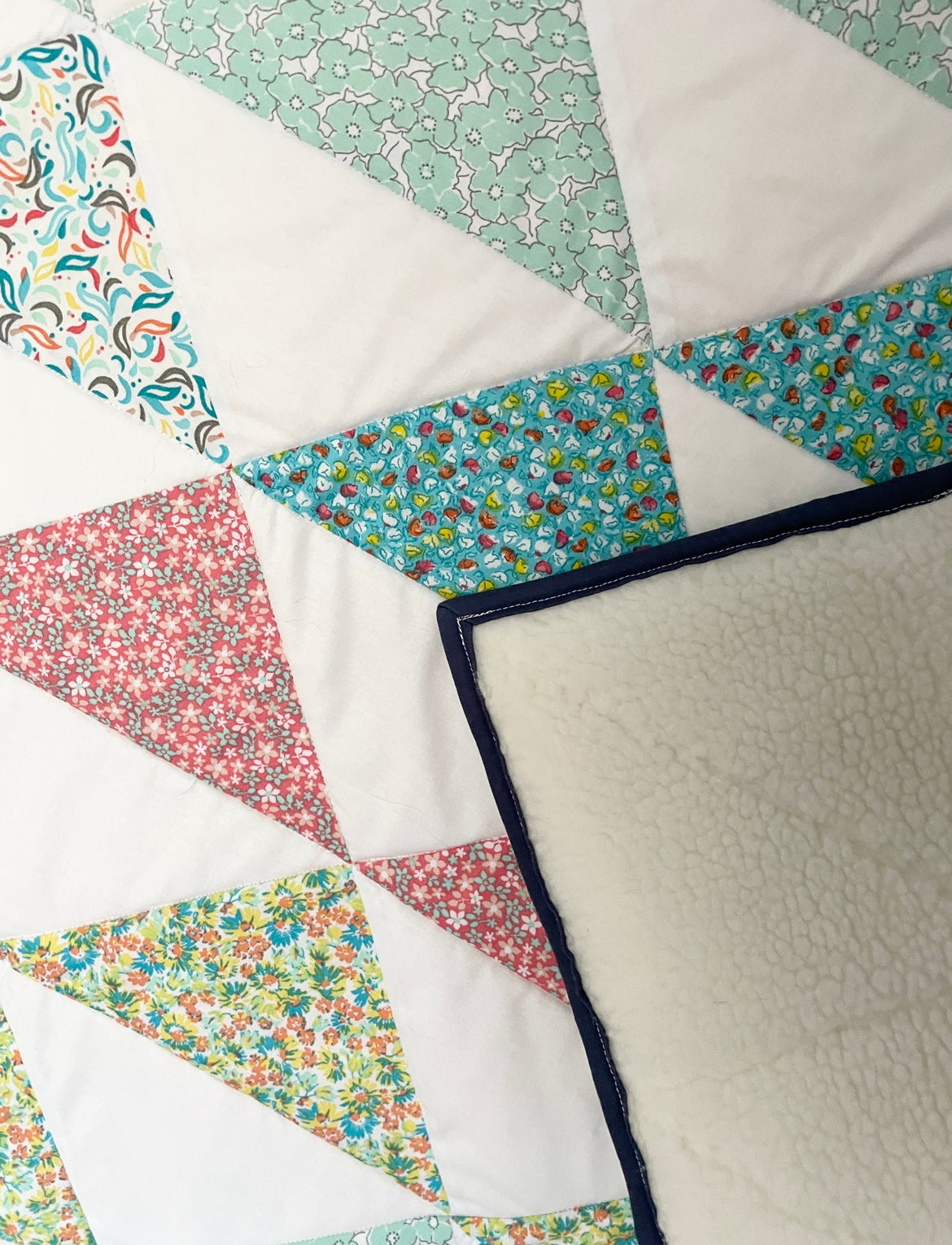 Quilt | Floral Half Square Triangles