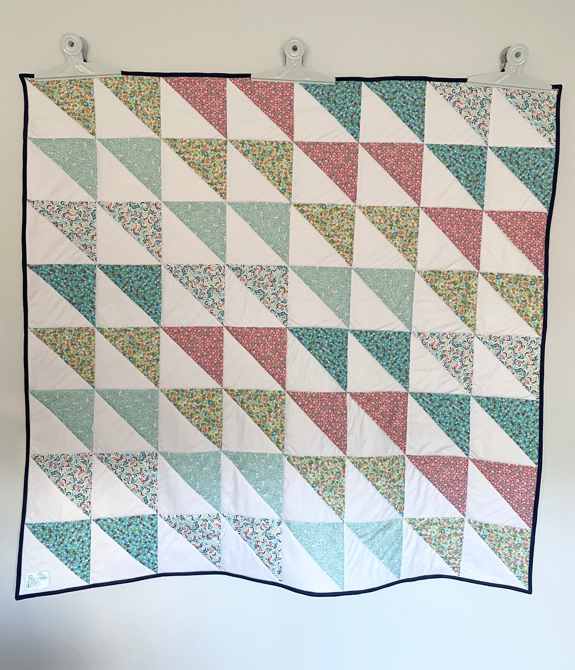 Quilt | Floral Half Square Triangles