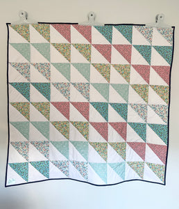 Quilt | Floral Half Square Triangles