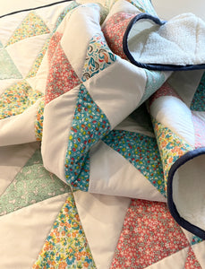 Quilt | Floral Half Square Triangles
