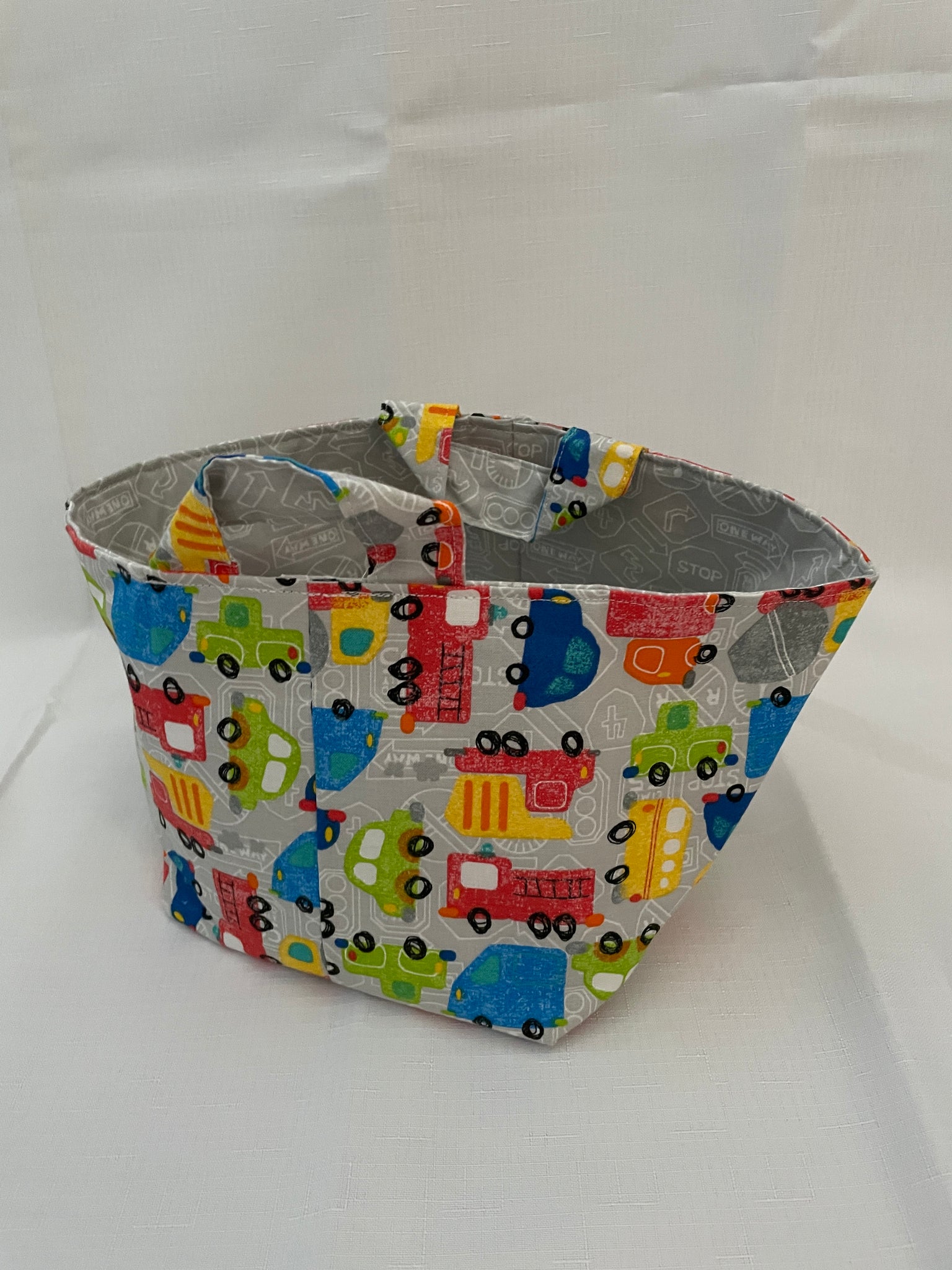 Fabric Bin | Cars, Diggers and Road Signs
